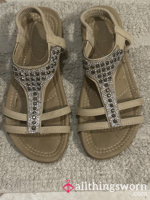 Well Worn Sandals With Gemstones