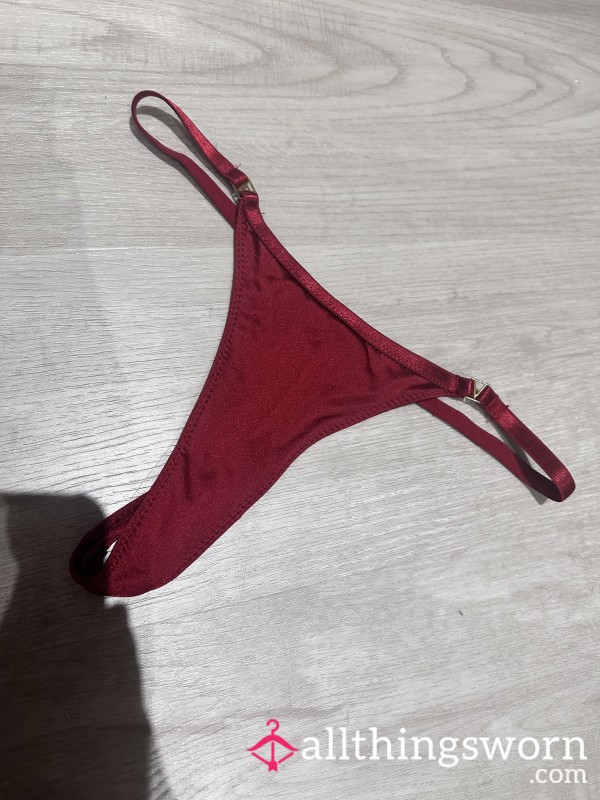 Well Worn Satin Red Thong