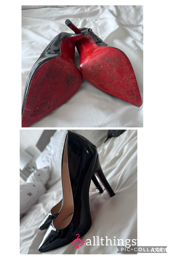 ♥️ Well Worn Scuffed Red Sole Patent Court Heels ♥️