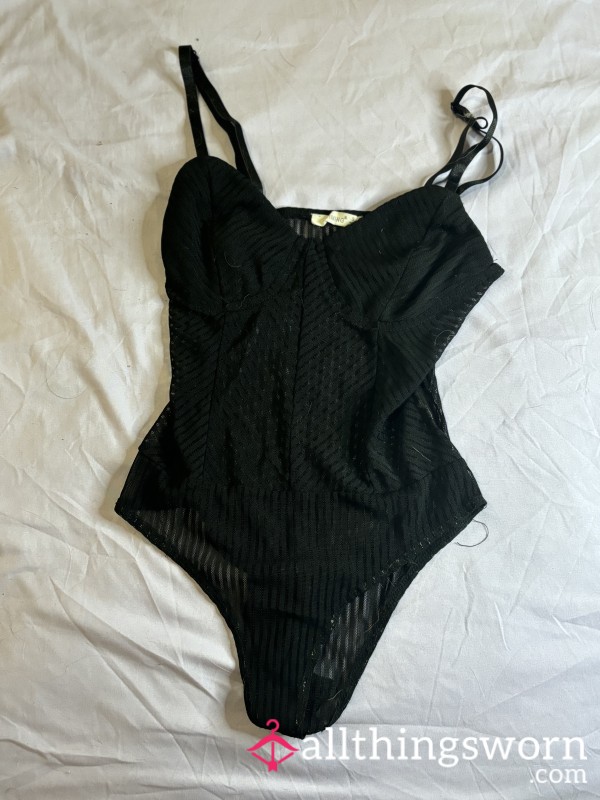 Well Worn S**y Sheer Black Bodysuit Lingerie Size Small Petite