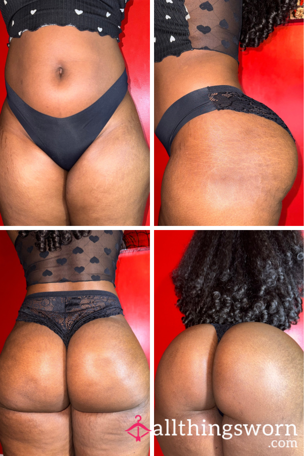 Well Worn Silk Black Cheeky Lace Panty All Natural Scent