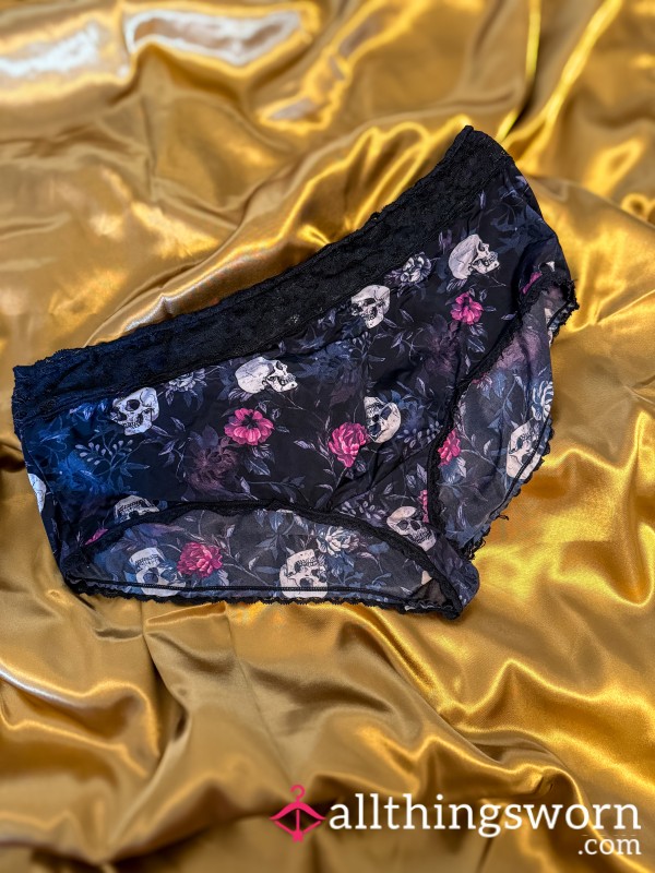 Well Worn Skull Flor*l Satin Panties