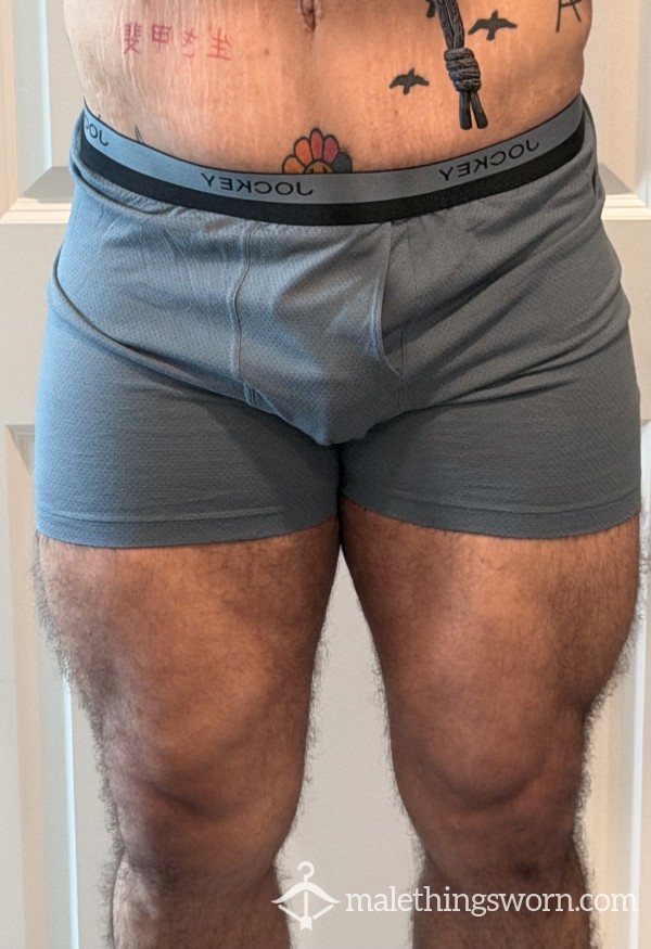 Well-Worn Slate Blue Jockey Performance Trunks | Breathable Micro-Mes