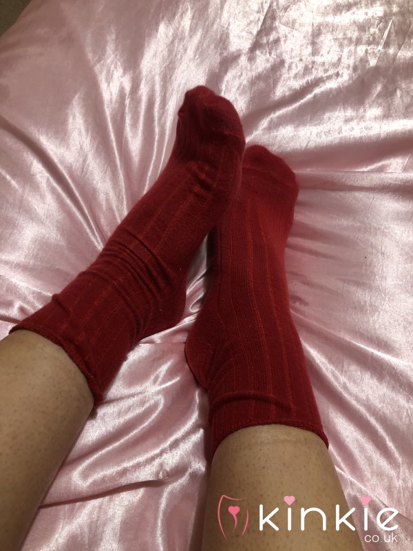 Well Worn Smelly Red Ribbed Ankle Socks 💋
