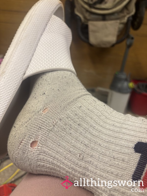 Well Worn Socks With Two Holes In🥵