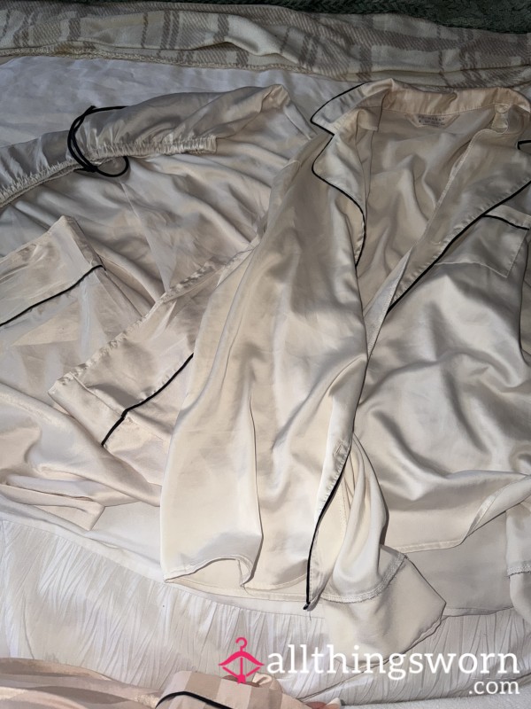 Well Worn, Stained Satin Pyjamas Set