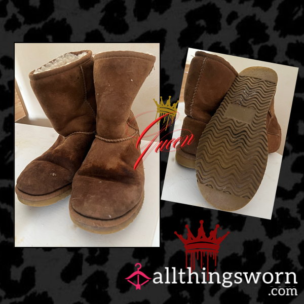 WELL WORN STINKY FUR LINED BOOTS 🤎 UK Size 4.5