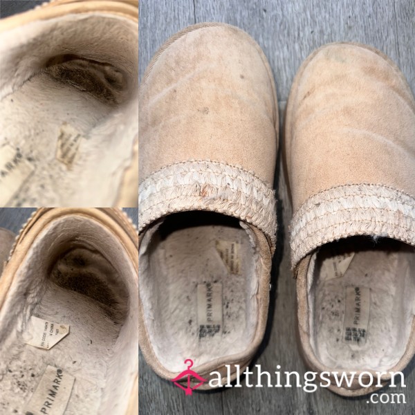 Well Worn Stinky Primark Slippers Toe Imprints Size 5/6 🤢 🦶🏼