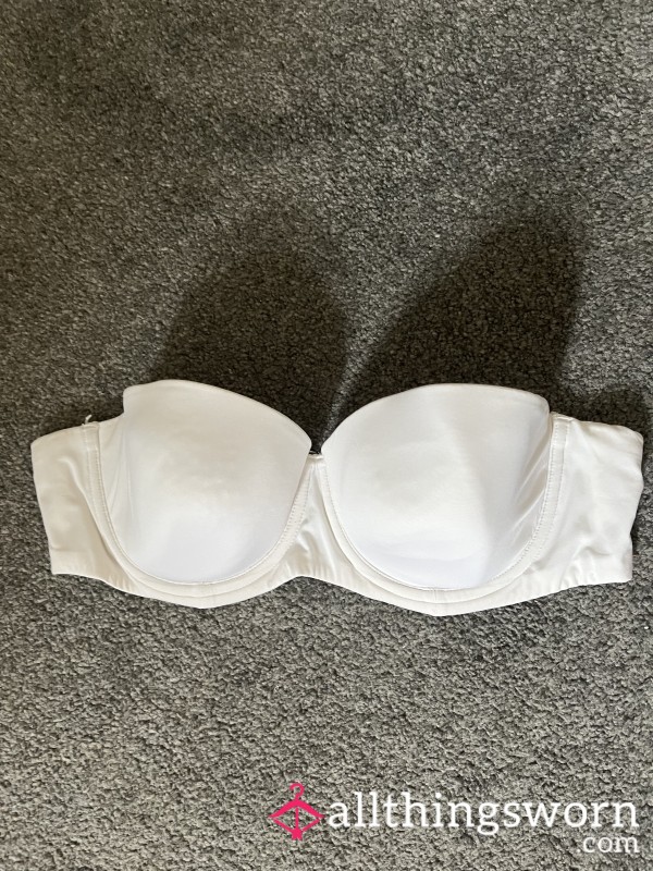Well-Worn Strapless White Bra