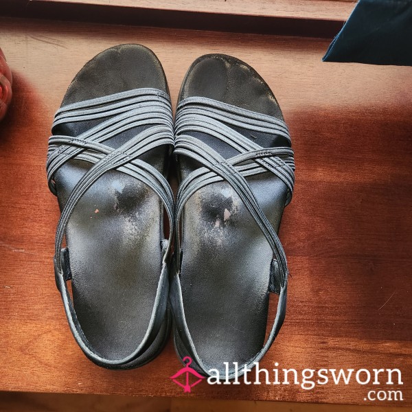 Well-Worn Strappy Black Sandals