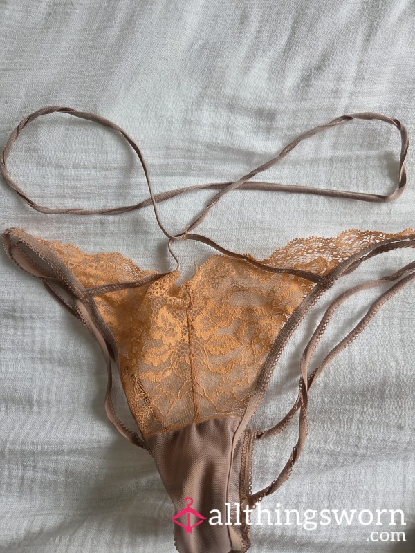 Well Worn Strappy Orange Thong 🤎
