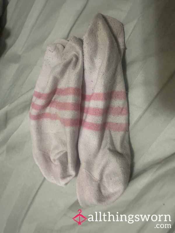Well Worn Striped Pink Socks