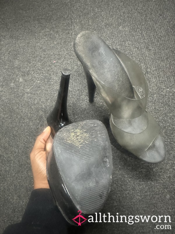 ✅SOLD ✅WELL WORN Stripper Heels | Sweaty Work Shoes From The Strip Club | Pleaser Heels From Ebony Goddess Eve 🦶🏾