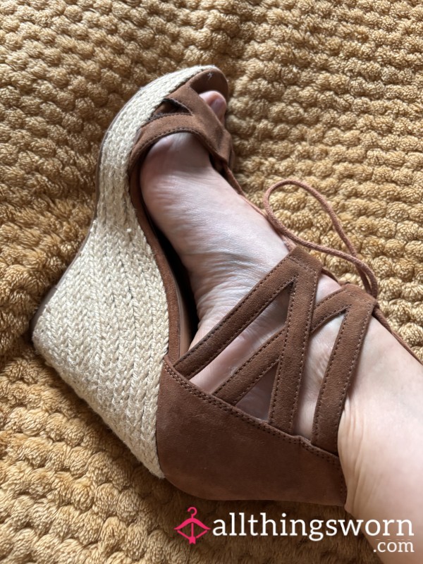 Well Worn Tan Wedge Heels. Worn A Lot In Summer.