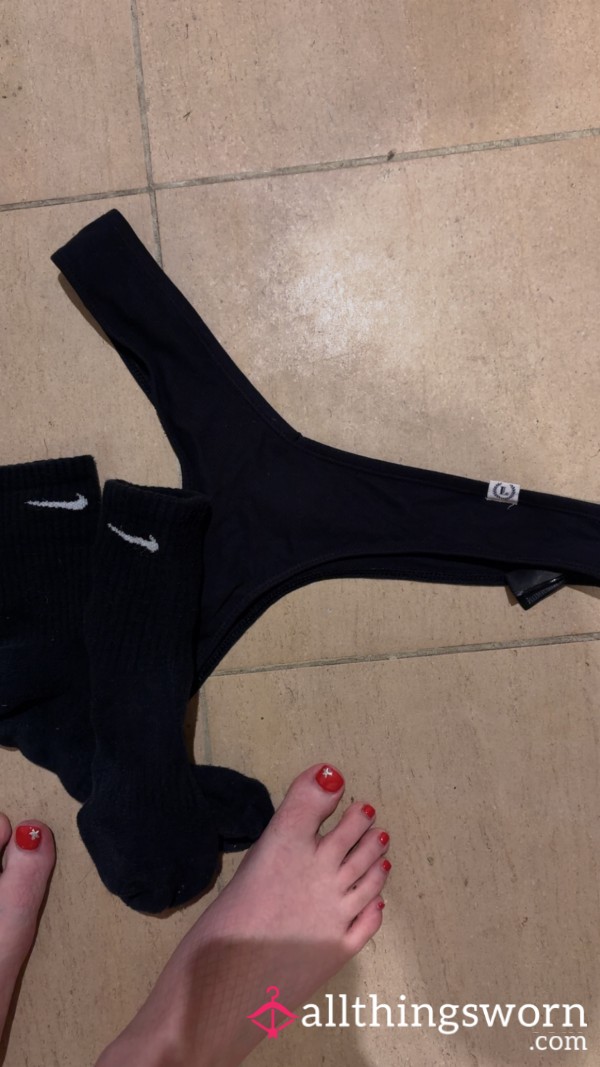 Well Worn Thong + Socks Set 💋👣