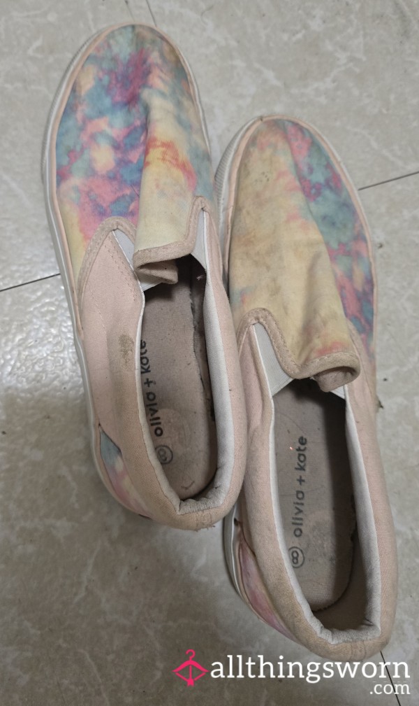 Well-Worn Tie-Dye Slip-On Shoes