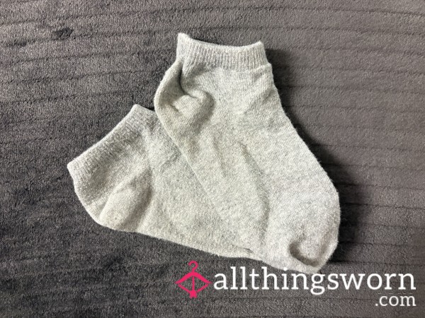 WELL WORN Tiny Light Gray Crew Socks, Owned For MANY Years
