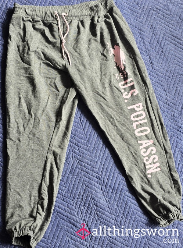 Well-Worn U.S. Polo A**n. Gray Sweatpants - Drawstring Joggers - Plus Size 3XL Redhead