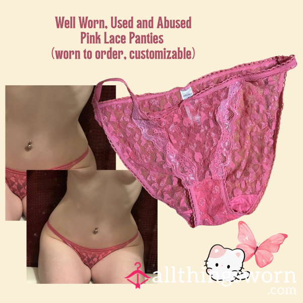 Well Worn, Used Pink Lace Thong