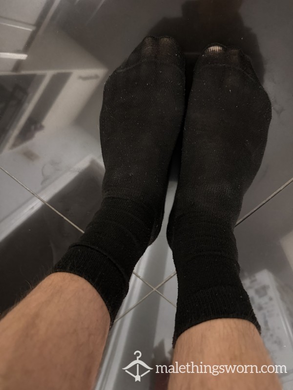 Well Worn Used Smelly Black Dress Socks