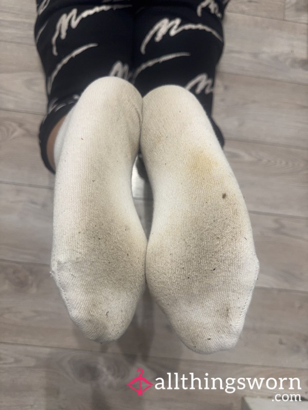 Well Worn & Used White Ankle Socks - 24 Hour Use