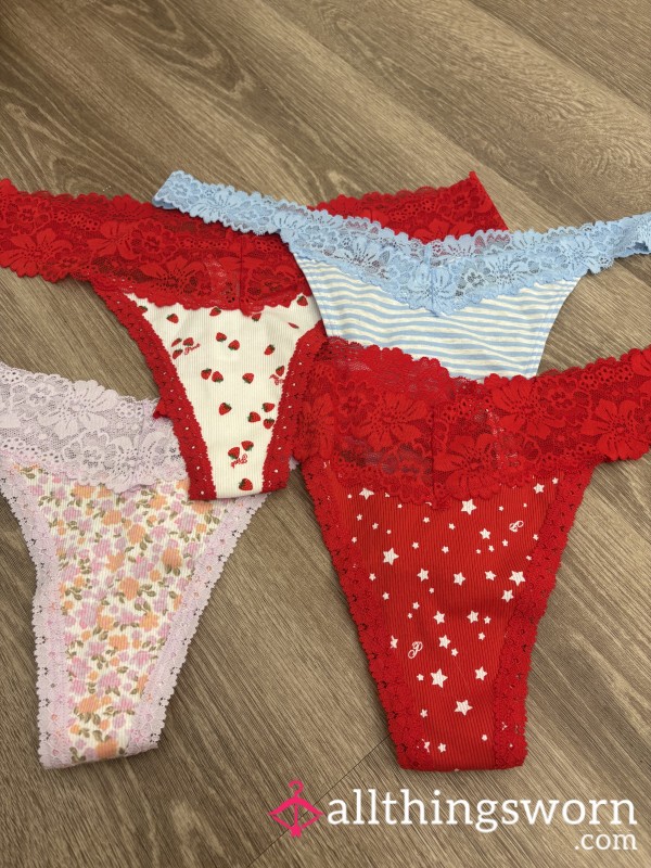 Well Worn Victoria’s Secret Lace Thongs