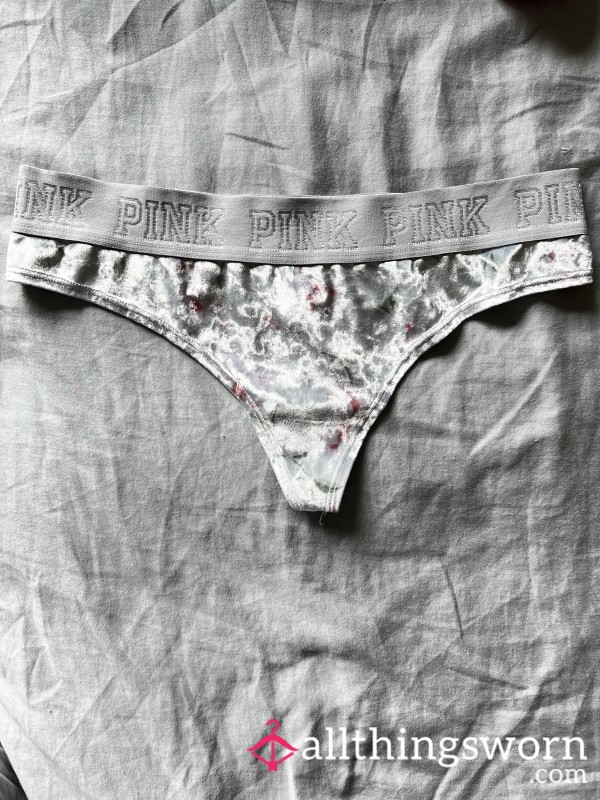Victoria’s Secret Velvet Flor*l Thong Very Well Worn And Loved – Size XS