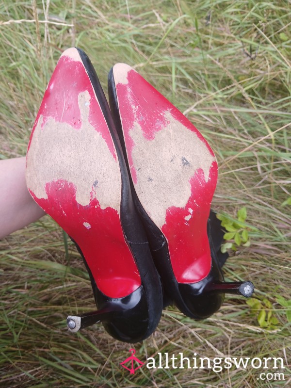 Well Worn Vintage Style Stiletto Boots, Size 4