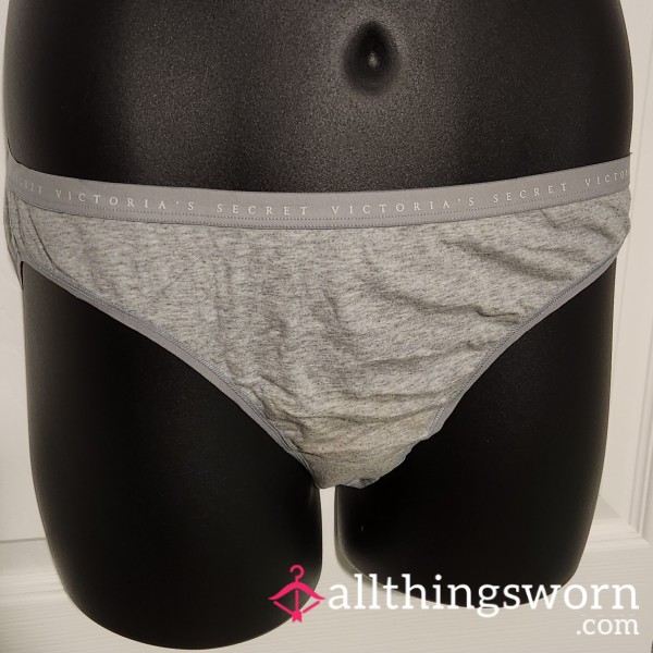 Well-Worn & Well-Used – Stained Grey Cotton VS Briefs