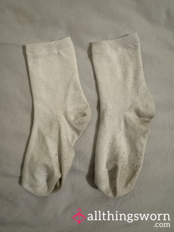 Well Worn White Ankle Socks