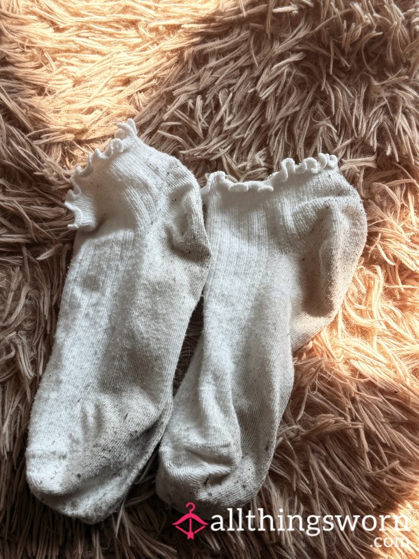 Well Worn White Ankle Socks