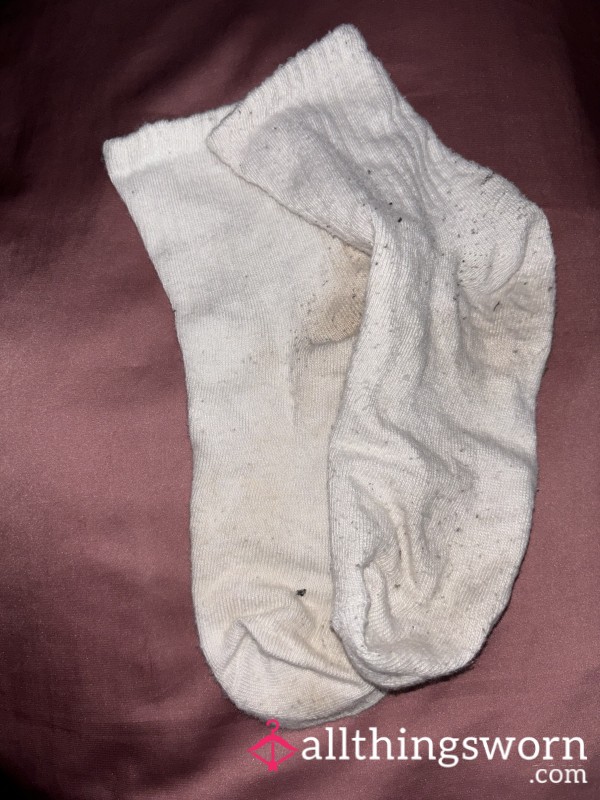 Well Worn White Ankle Socks