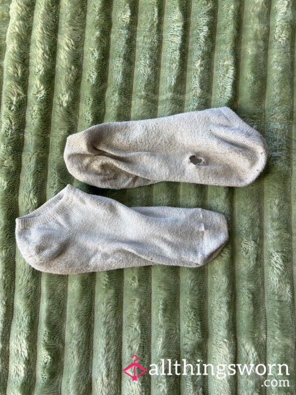 Well Worn White Ankle Socks