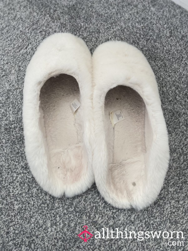 Well Worn White Fluffy Slippers - Scented By Miss Levi