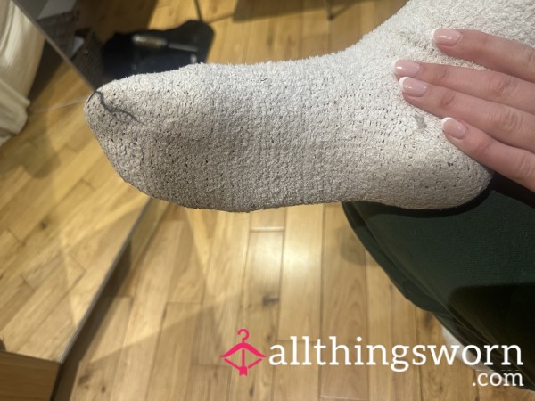 Well Worn White Fluffy Socks