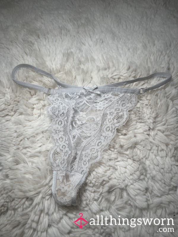 Well-Worn White Lace Thong – Sweet Scent, Dirty Secret 🤍💦