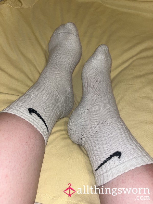 Well-worn White, Long Day Worked In Socks
