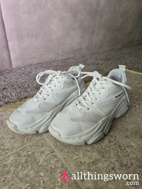 Well-Worn White Madden NYC Sneakers Women's Size 8 Shipping Included