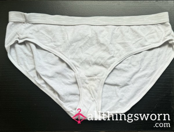 Well Worn White MILF Full Back Panties