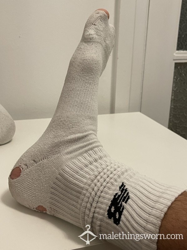 Well Worn White New Balance Socks