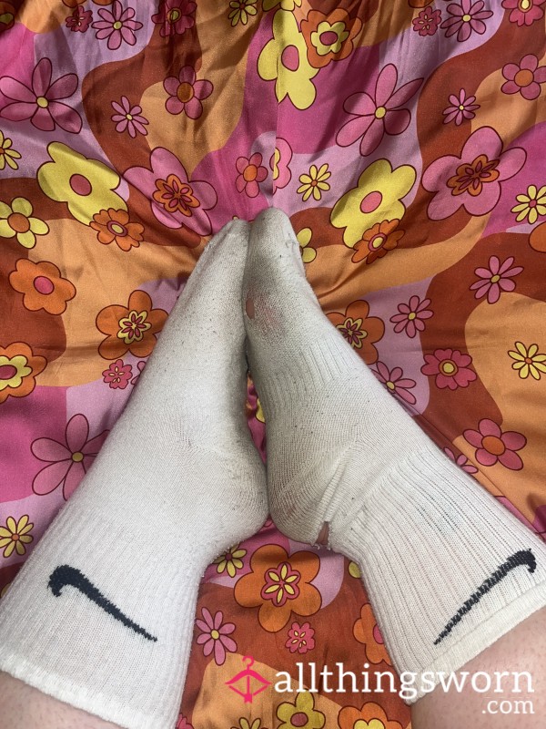 Well-Worn White Nike Socks – Dirty, Holey & Ready To Send