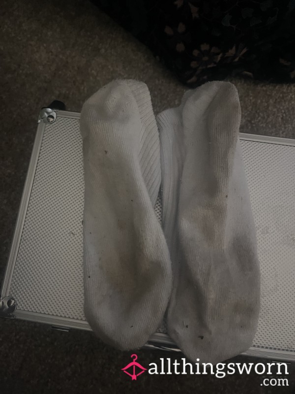 Well Worn White Trainer Socks