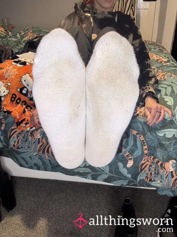 Well-Worn White Trainer Socks – Size 4 – Dirty, Soft & Scented