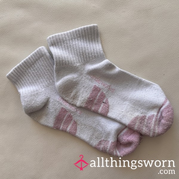 Well Worn White/Pink Quarter Crew Sock