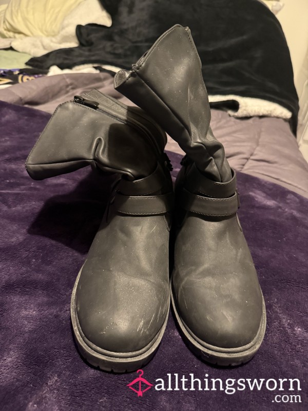 Well Worn Wide Fit Black Biker-style Boots