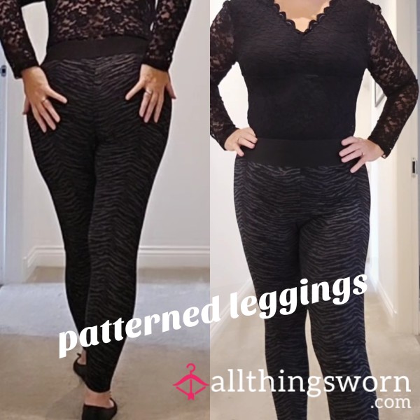 Well-worn Zebra Patterned Black Leggings ♥️