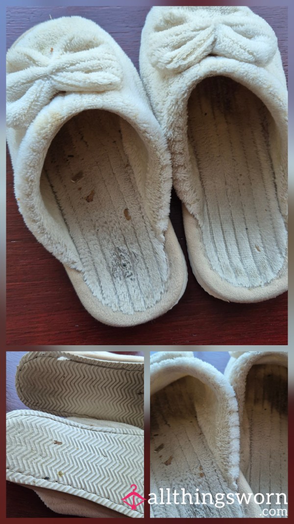 Well Worn,dirty And Sweaty Slippers.  Size Small.  Free Postage Uk.