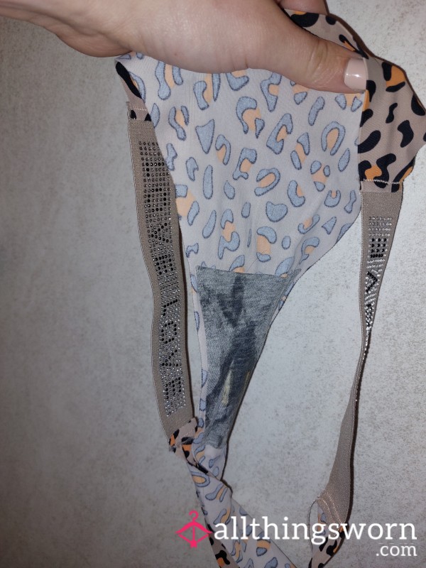 Wet Leopard Print Thongs Worn 24h