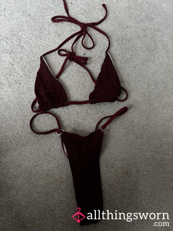 Wet, Red Bikini And Underwear That Have Been Worn In The P**l For Day In A Row🫦🫦