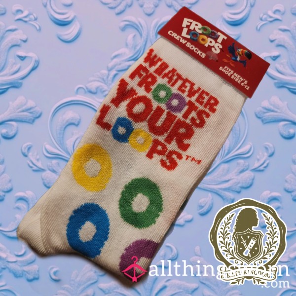 Whatever Froots Your Loops White Crew Socks
